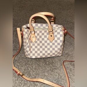 White & Tan Checkered Purse